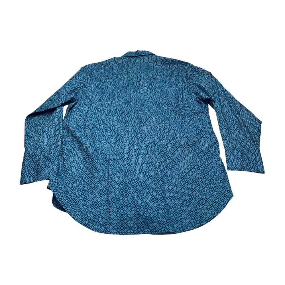 Ely Cattleman Western Shirt Mens XL Blue Geometric Long Sleeve Pockets Snap - Picture 3 of 6